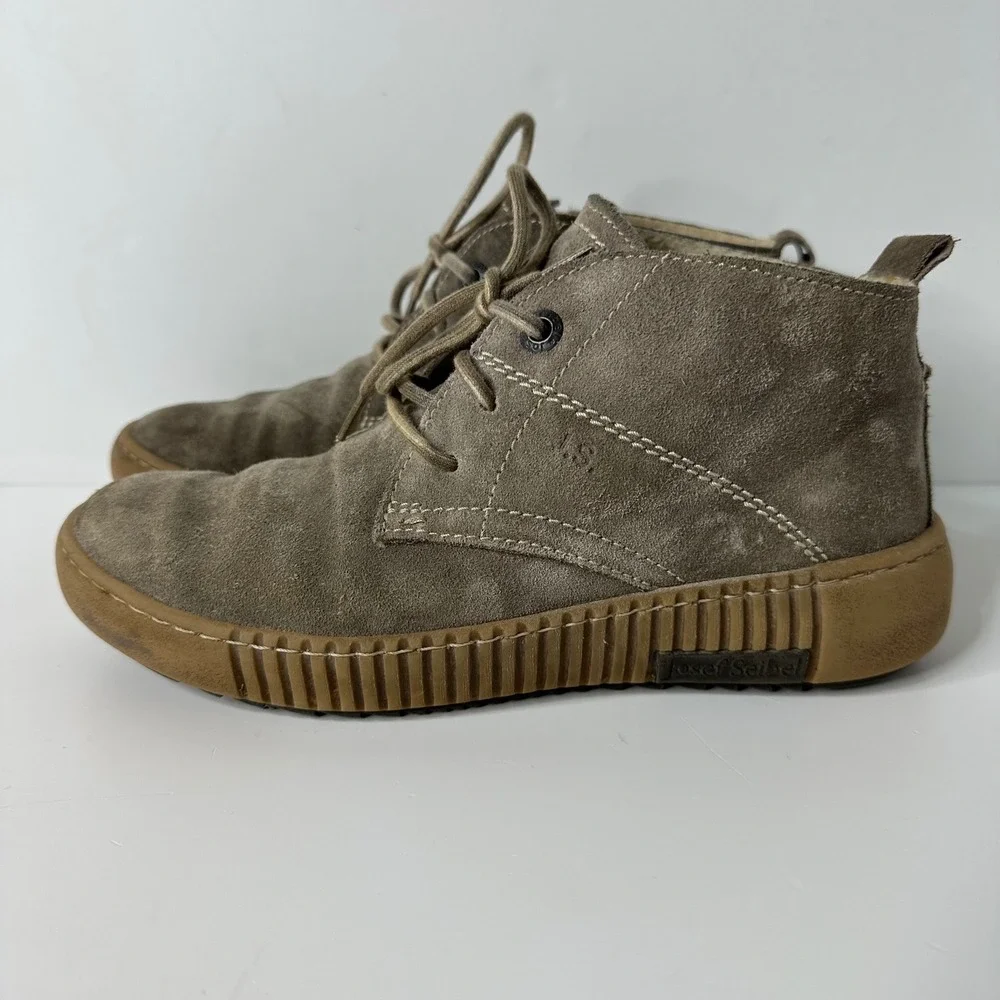 Josef Seibel Maren 02 Chukka Boots Taupe Gray Suede Fleece Lined Sz 37/US 6.5-7‎